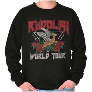 Brisco Brands Christmas Rudolph Xmas World Tour Sweatshirt for Men or Women(Black)