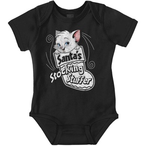 Brisco Brands Christmas Santas Stocking Stuffer Cat Baby Bodysuit Jumper Girls(Black)