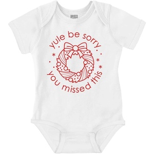 Brisco Brands Christmas Yule Be Sorry Wreath Baby Romper Boys or Girls(White)