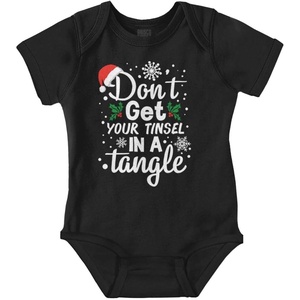 Brisco Brands Don’t Get Your Tinsel in a Tangle Baby Romper Boys or Girls(Black)