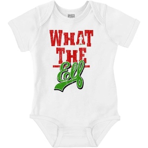 Brisco Brands Funny Christmas What the Elf Xmas Baby Romper Boys or Girls(White)