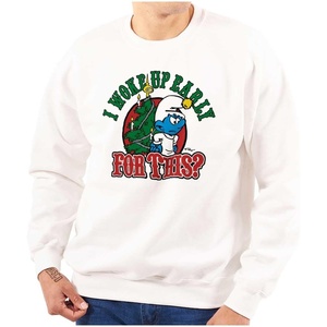 Brisco Brands Grumpy Smurf Christmas Xmas Tree Sweatshirt for Men or Women(White)
