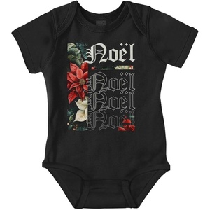 Brisco Brands Poinsettia Christmas Flower Noel Baby Romper Boys or Girls(Black)