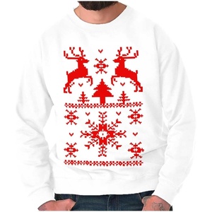 Brisco Brands Ugly Christmas Reindeer Pattern Sweatshirt for Men or Women(White)