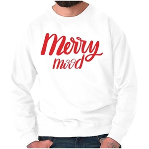 Brisco Brands Xmas Classic Christmas Merry Mood Sweatshirt for Men or Women(White)