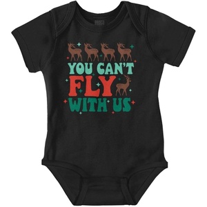 Brisco Brands Xmas Reindeer You Can’t Fly With Us Baby Romper Boys or Girls(Black)