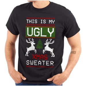 Brisco Brands Xmas This My Ugly Christmas Sweater Graphic T Shirt Men or Women(Black)