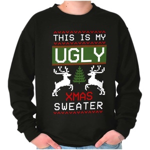 Brisco Brands Xmas This My Ugly Christmas Sweater Sweatshirt for Men or Women(Black)