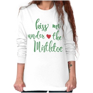 Christmas Kiss Me Under The Mistletoe Women’s Long Sleeve T Shirt(White)