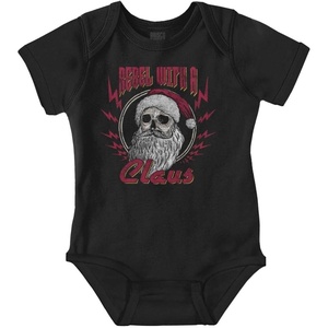 Christmas Santa Rebel With A Claus Baby Romper Boys or Girls(Black)