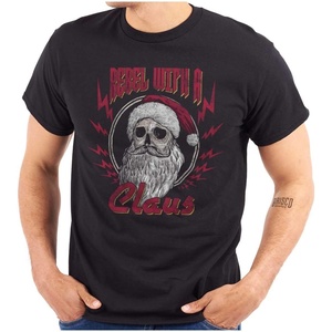 Christmas Santa Rebel with A Claus Graphic T Shirt Men or Women(Black)