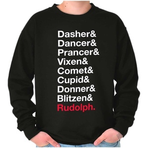 Christmas Santa’s Reindeer List Sweatshirt for Men or Women(Black)