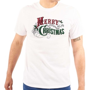 Classic Merry Christmas Mistletoe Graphic T Shirt Men or Women(White)