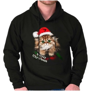 Classic Teaze Xmas Meowy Christmas Santa Hat Cat Hoodie Sweatshirt Women(Meowy Christmas)