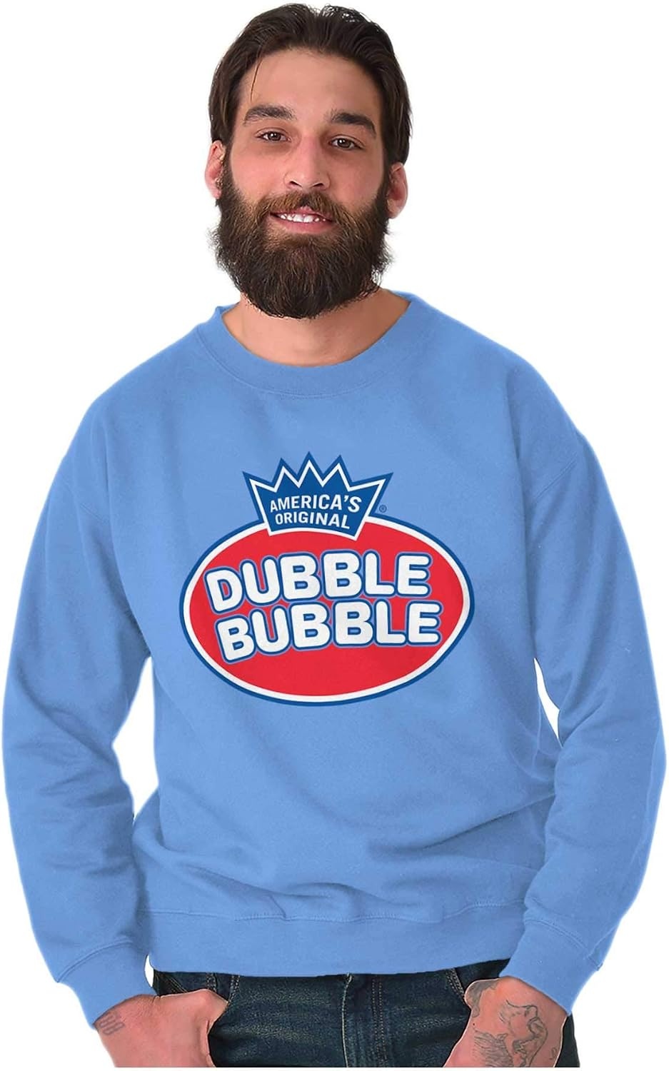 image:imageBrisco Brands Authentic Dubble Bubble Original Logo Sweatshirt for Men or WomenCarolina Blue