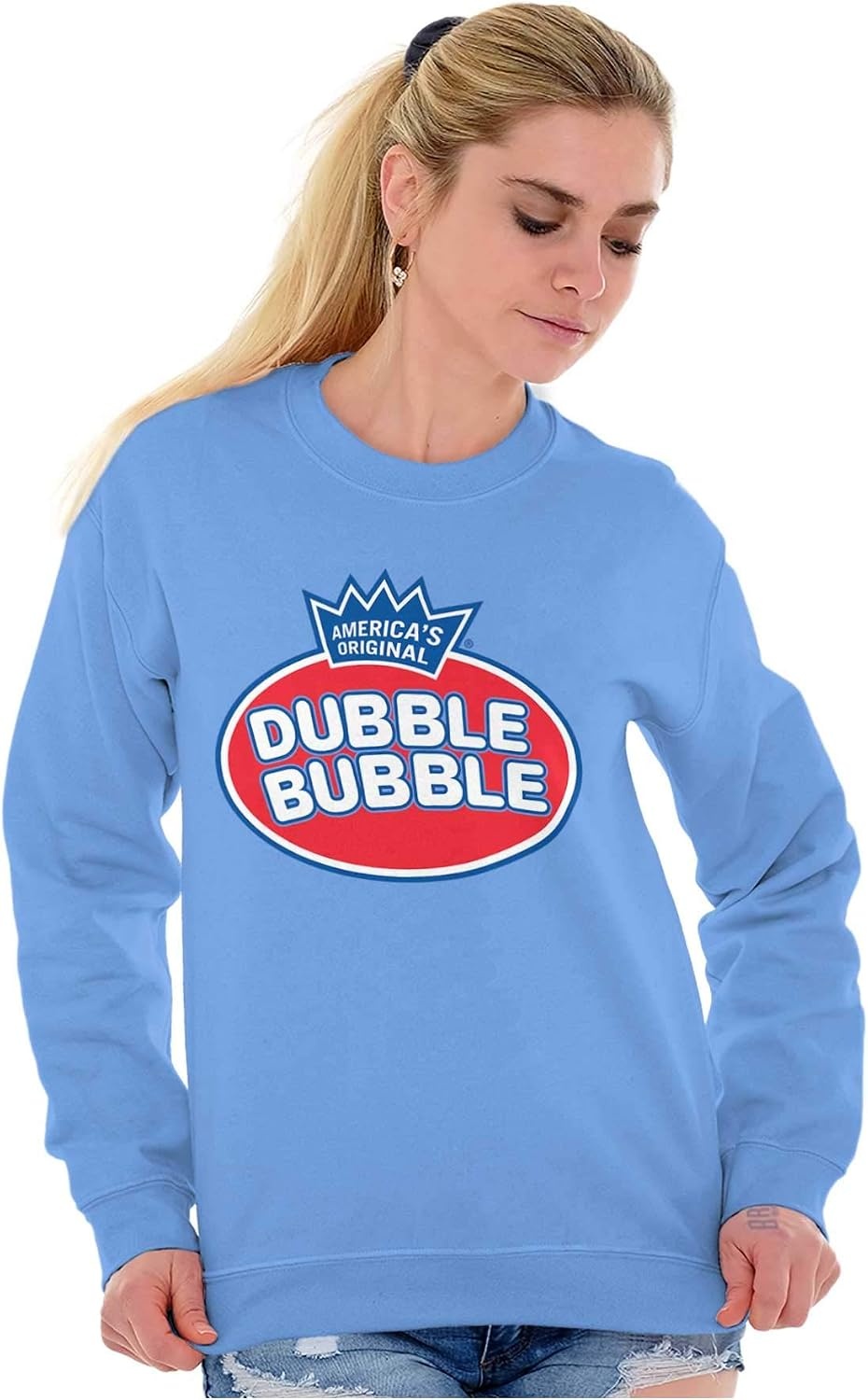 image:imageBrisco Brands Authentic Dubble Bubble Original Logo Sweatshirt for Men or WomenCarolina Blue