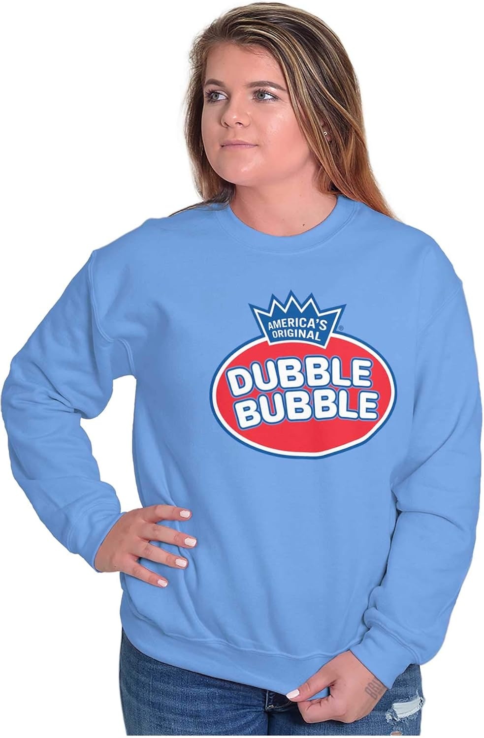image:imageBrisco Brands Authentic Dubble Bubble Original Logo Sweatshirt for Men or WomenCarolina Blue
