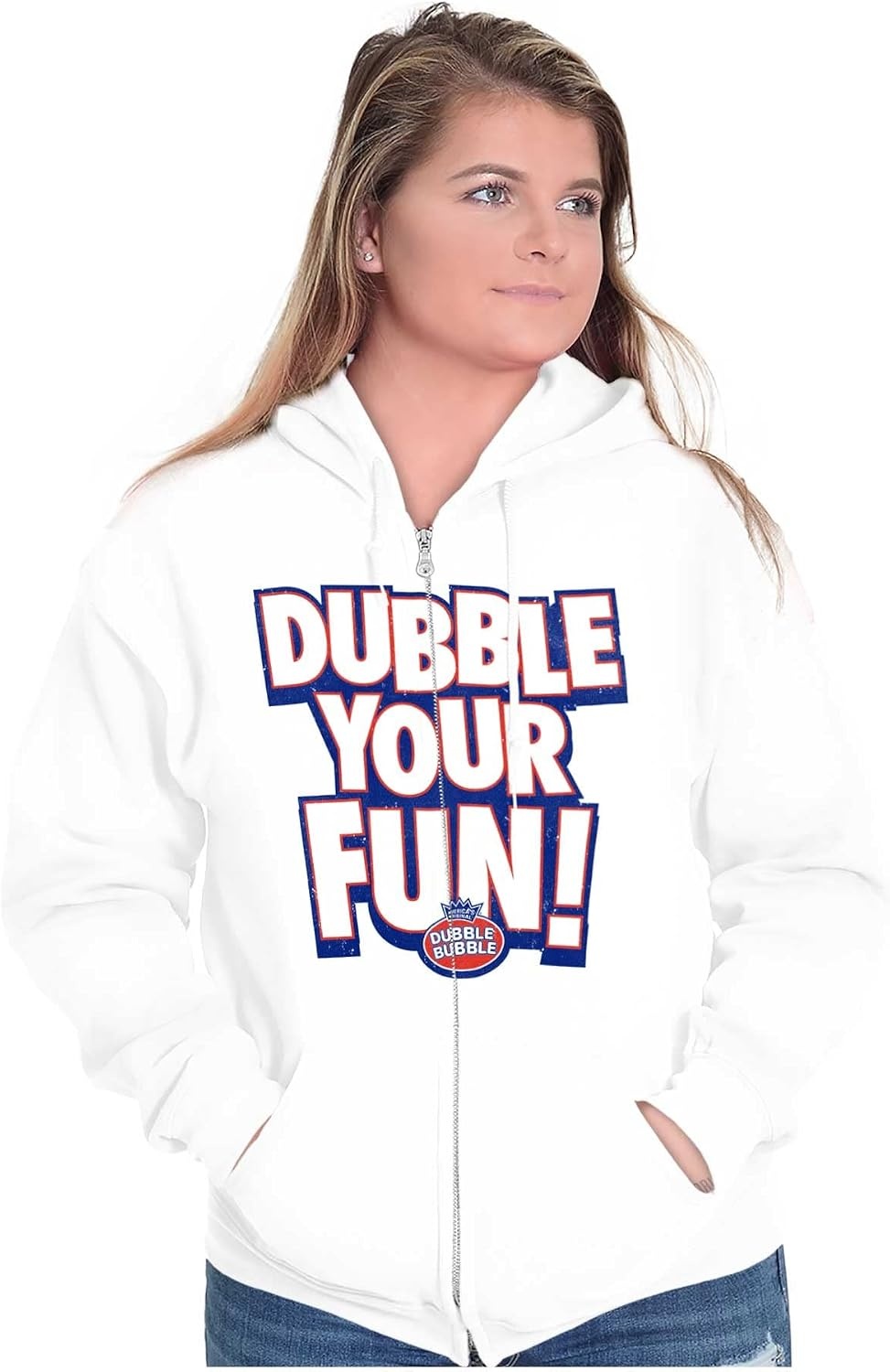 image:imageBrisco Brands Dubble Bubble Double Your Fun Logo Zip Up Hoodie Mens Womens