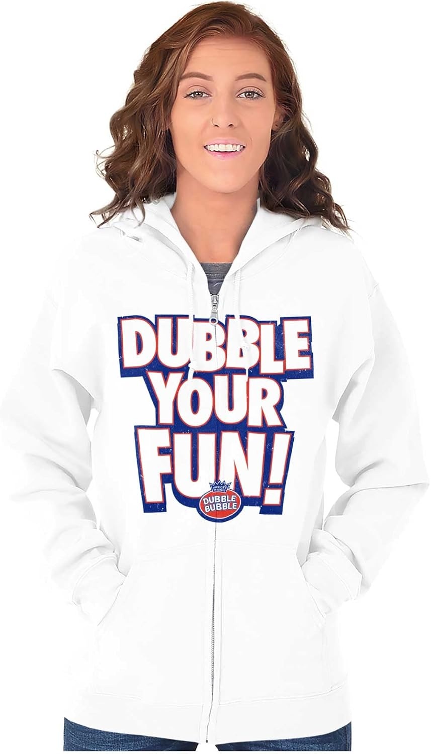 image:imageBrisco Brands Dubble Bubble Double Your Fun Logo Zip Up Hoodie Mens Womens