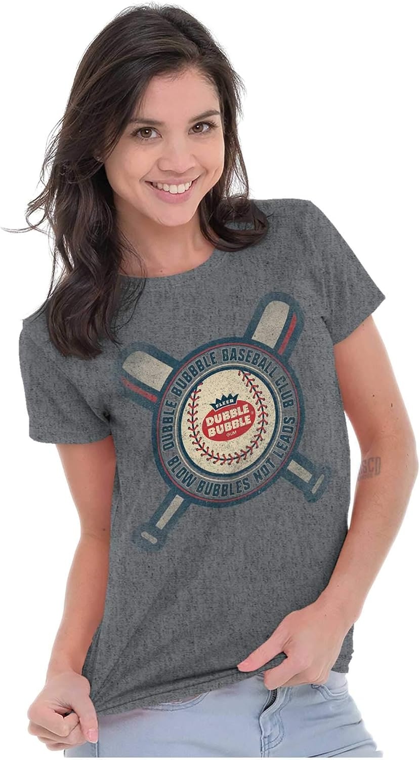 image:imageDubble Bubble Blow Bubbles Baseball Gum Womens Slim Fit Graphic TeeGraphite Heather