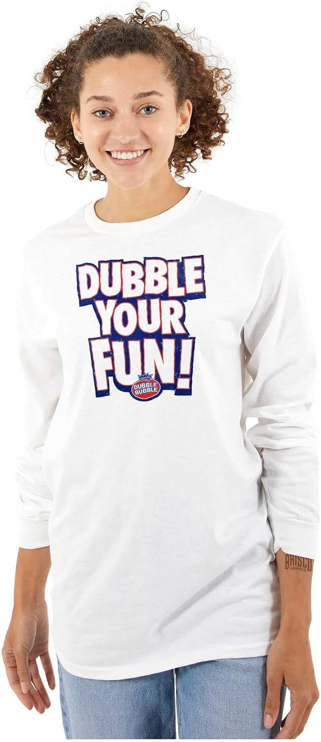 image:imageDubble Bubble Double Your Fun Logo Long Sleeve Tshirt Men WomenWhite