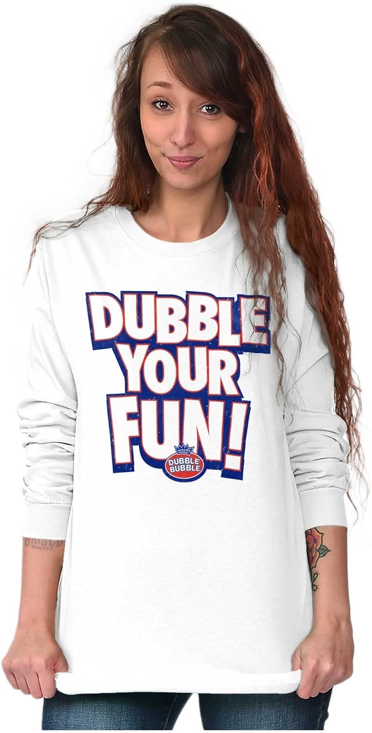 image:imageDubble Bubble Double Your Fun Logo Long Sleeve Tshirt Men WomenWhite