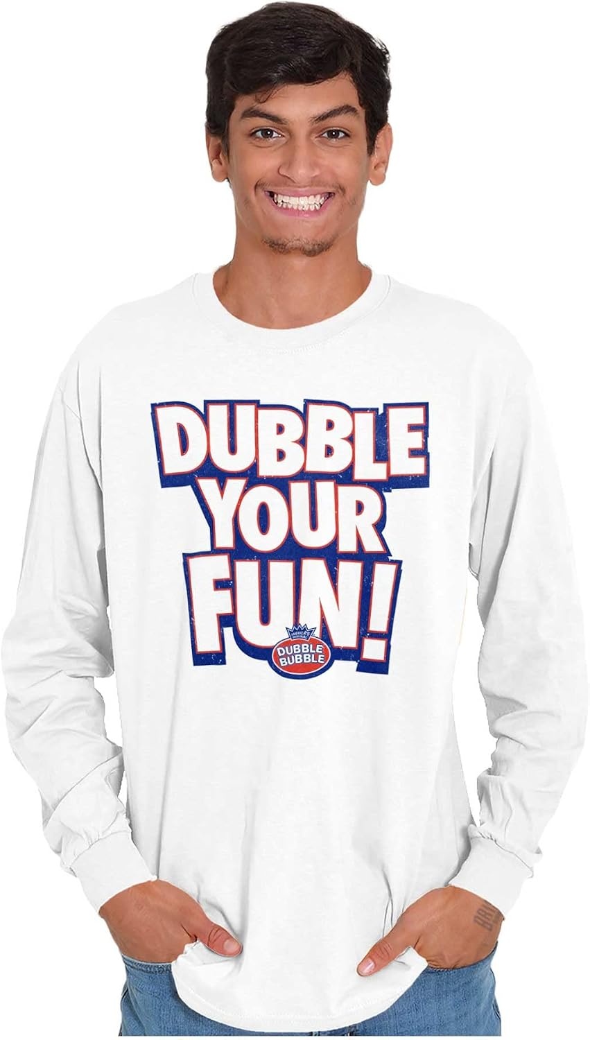 image:imageDubble Bubble Double Your Fun Logo Long Sleeve Tshirt Men WomenWhite