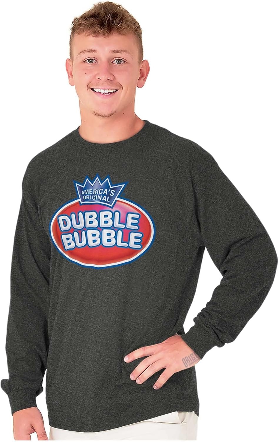 image:imageOriginal Dubble Bubble Double Logo Gum Long Sleeve Tshirt Men WomenDark Heather