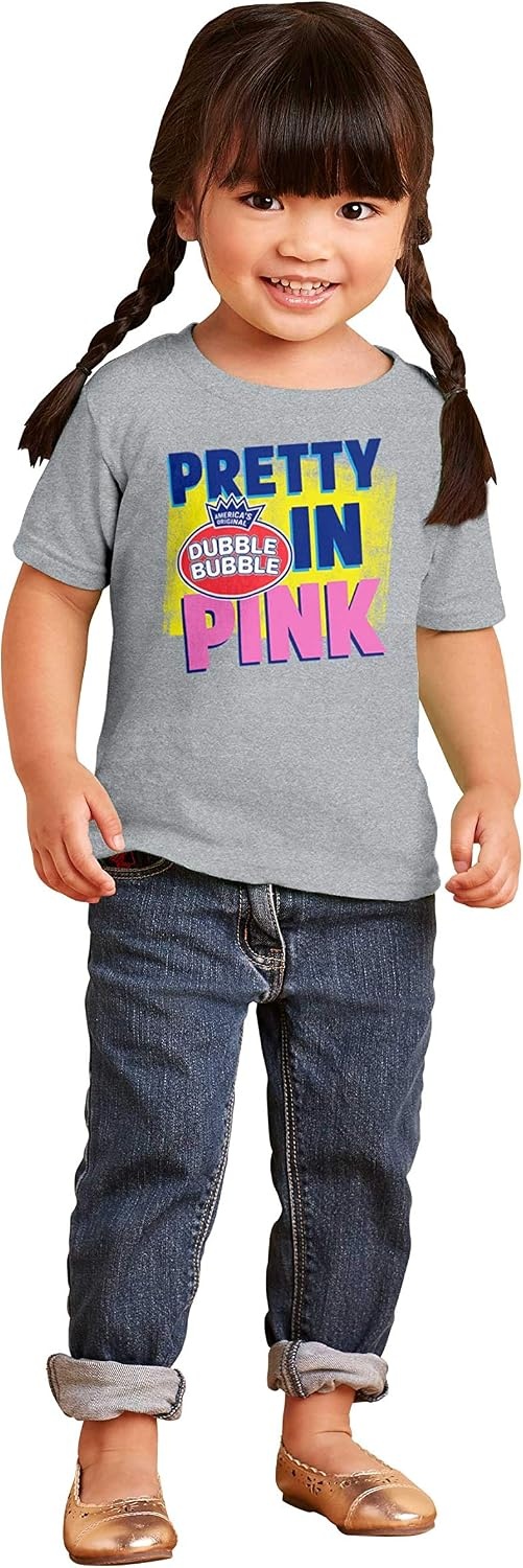 image:imagePretty in Pink Dubble Bubble Logo Youth T Shirt Tee GirlsHeather