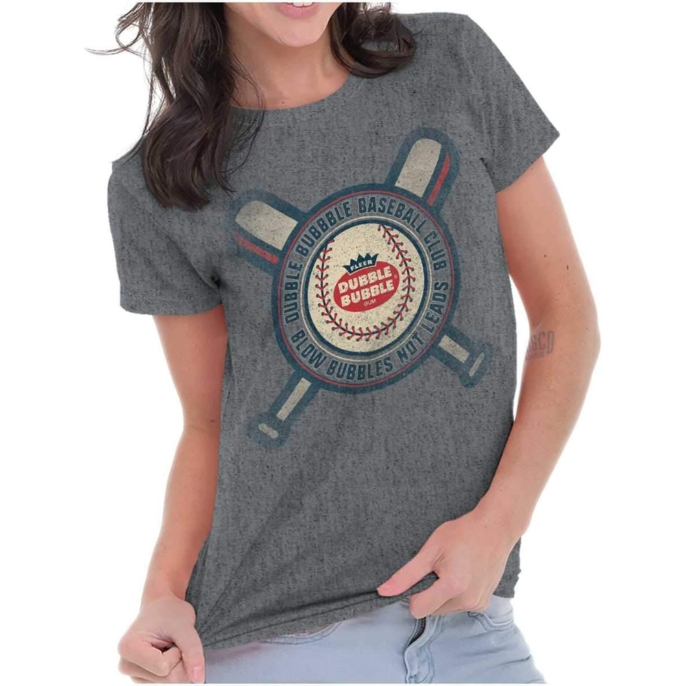 image:imageDubble Bubble Blow Bubbles Baseball Gum Womens Slim Fit Graphic TeeGraphite Heather