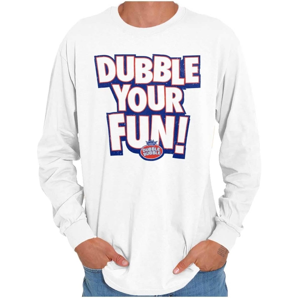 image:imageDubble Bubble Double Your Fun Logo Long Sleeve Tshirt Men WomenWhite