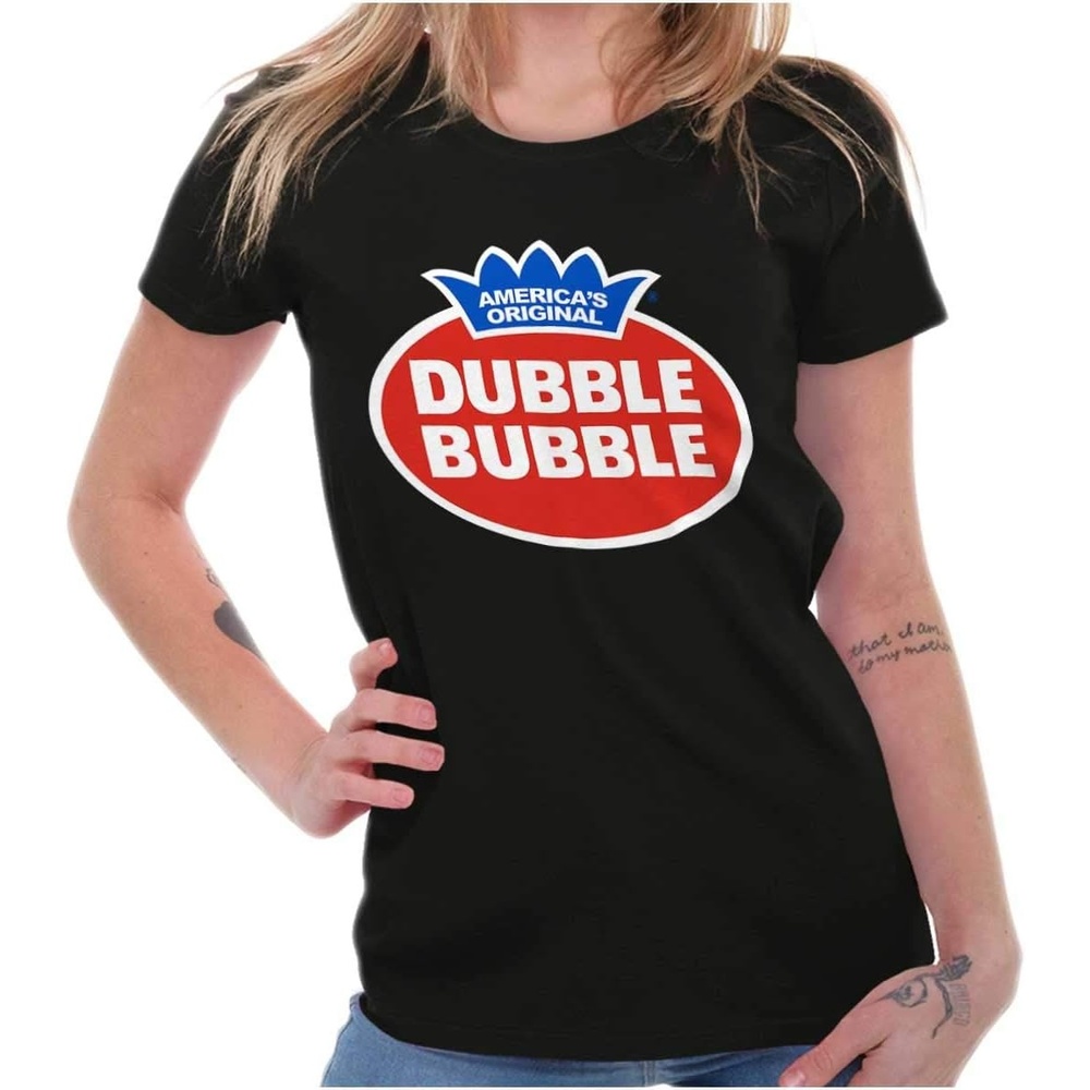 image:imageVintage Dubble Bubble Gum Double Logo Womens Slim Fit Graphic TeeBlack