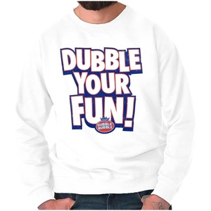 Brisco Brands Dubble Bubble Double Your Fun Logo Sweatshirt for Men or Women(White)