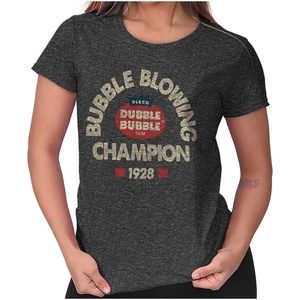 Bubble Blowing Champion Dubble Womens Slim Fit Graphic Tee(Dark Heather)