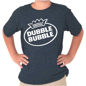Original Dubble Bubble Brand Logo Crewneck T Shirts Boy Girl(Heather Navy)