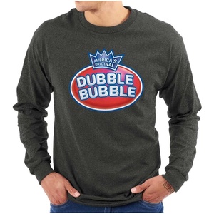 Original Dubble Bubble Double Logo Gum Long Sleeve Tshirt Men Women(Dark Heather)