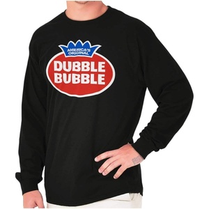 Vintage Dubble Bubble Gum Double Logo Long Sleeve Tshirt Men Women(Black)