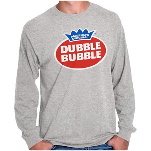 Vintage Dubble Bubble Gum Double Logo Long Sleeve Tshirt Men Women(Sport Grey)