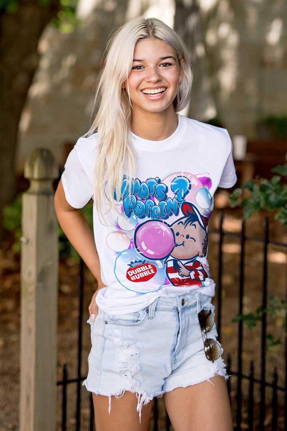 image:imageAirbrushed Dubble Bubble Whats Poppin Graphic T Shirt Men or WomenWhite