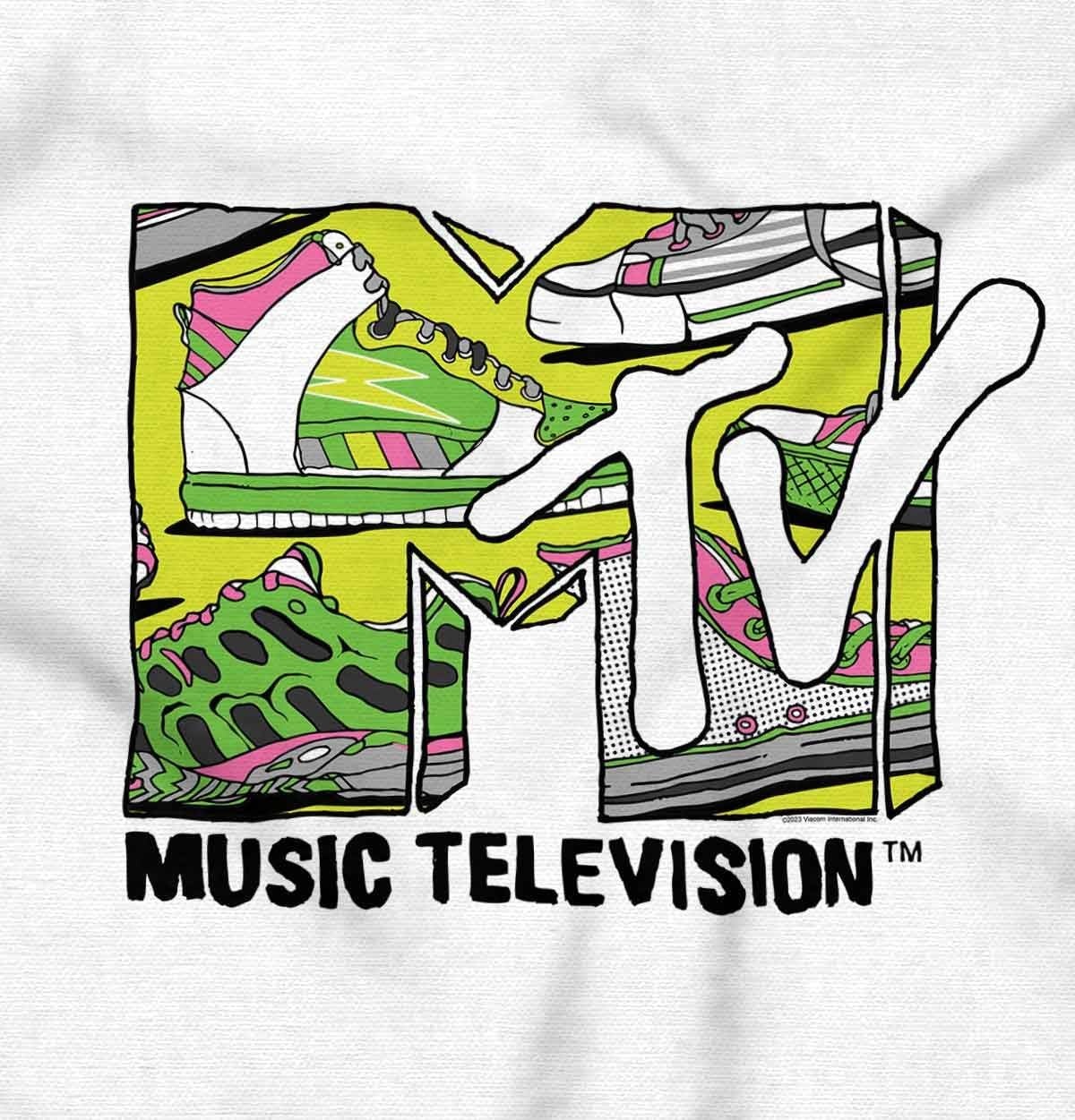 image:imageBrisco Brands Cool Retro MTV Sneaker Print Logo Baby Romper Boys or GirlsWhite