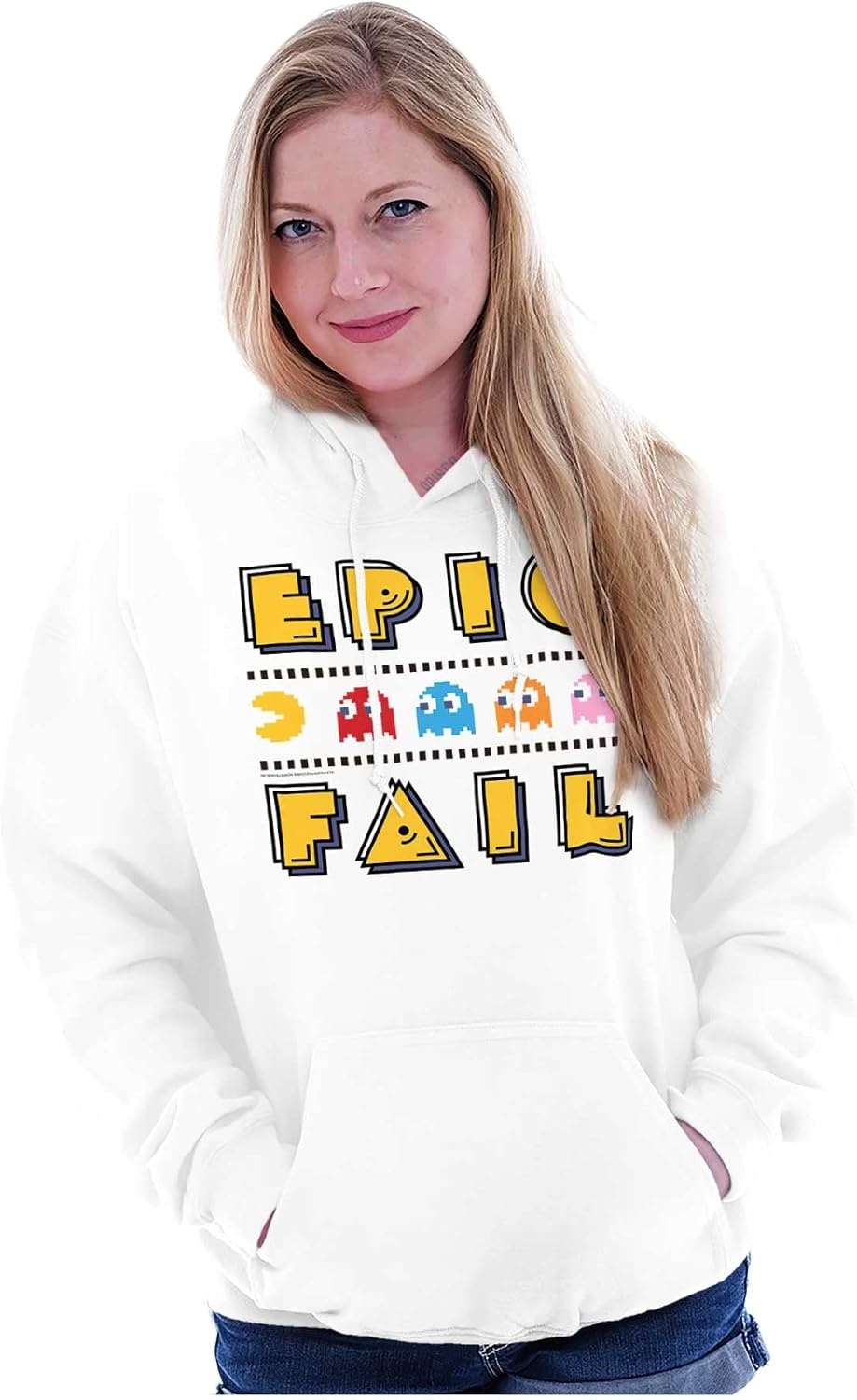 image:imageBrisco Brands Hashtag Totally 80s Pacman Hoodie Sweatshirt Women MenWhite
