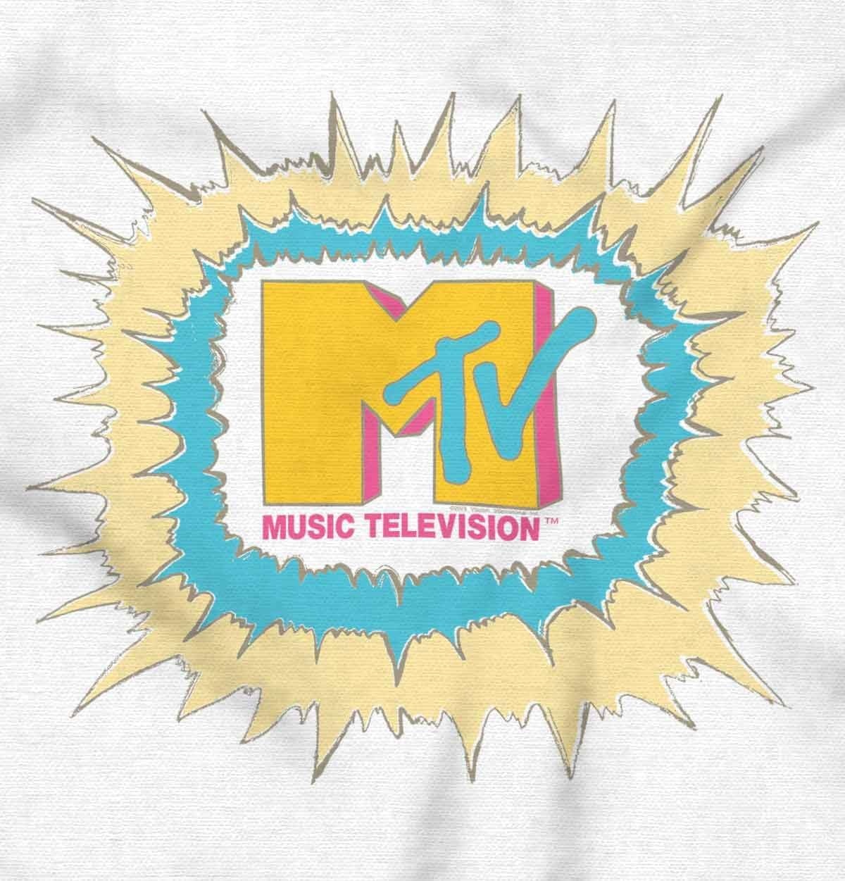 image:imageBrisco Brands Retro Classic MTV Logo Explosion Baby Romper Boys or GirlsWhite