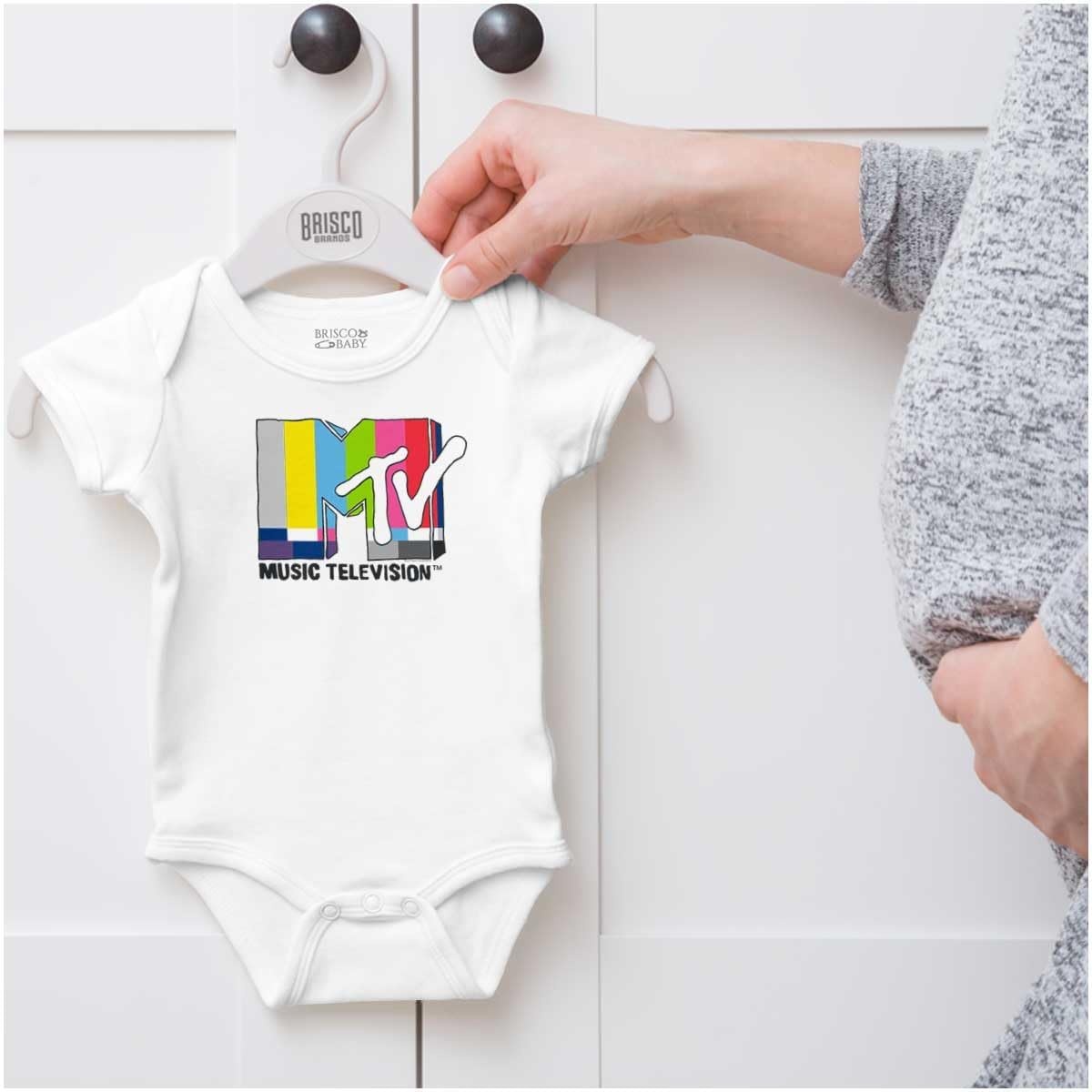 image:imageBrisco Brands Retro Classic MTV TV Static Logo Baby Romper Boys or GirlsWhite