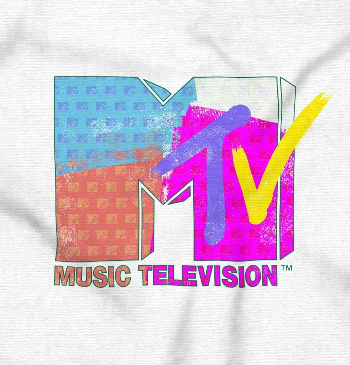image:imageBrisco Brands Retro MTV Color Block Stamps Logo Baby Romper Boys or GirlsWhite