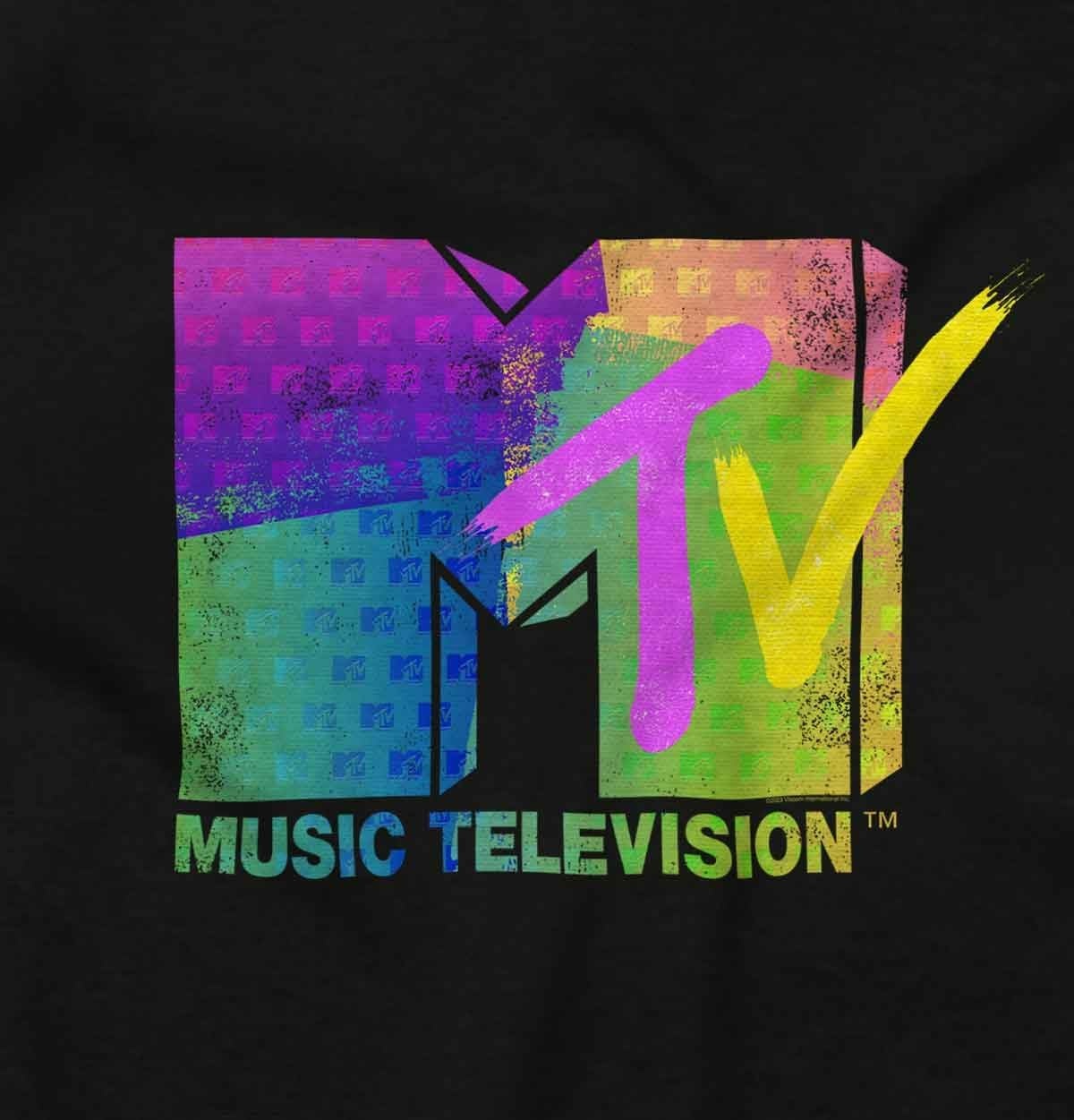 image:imageBrisco Brands Retro MTV Distressed Stamps Logo Baby Romper Boys or GirlsBlack