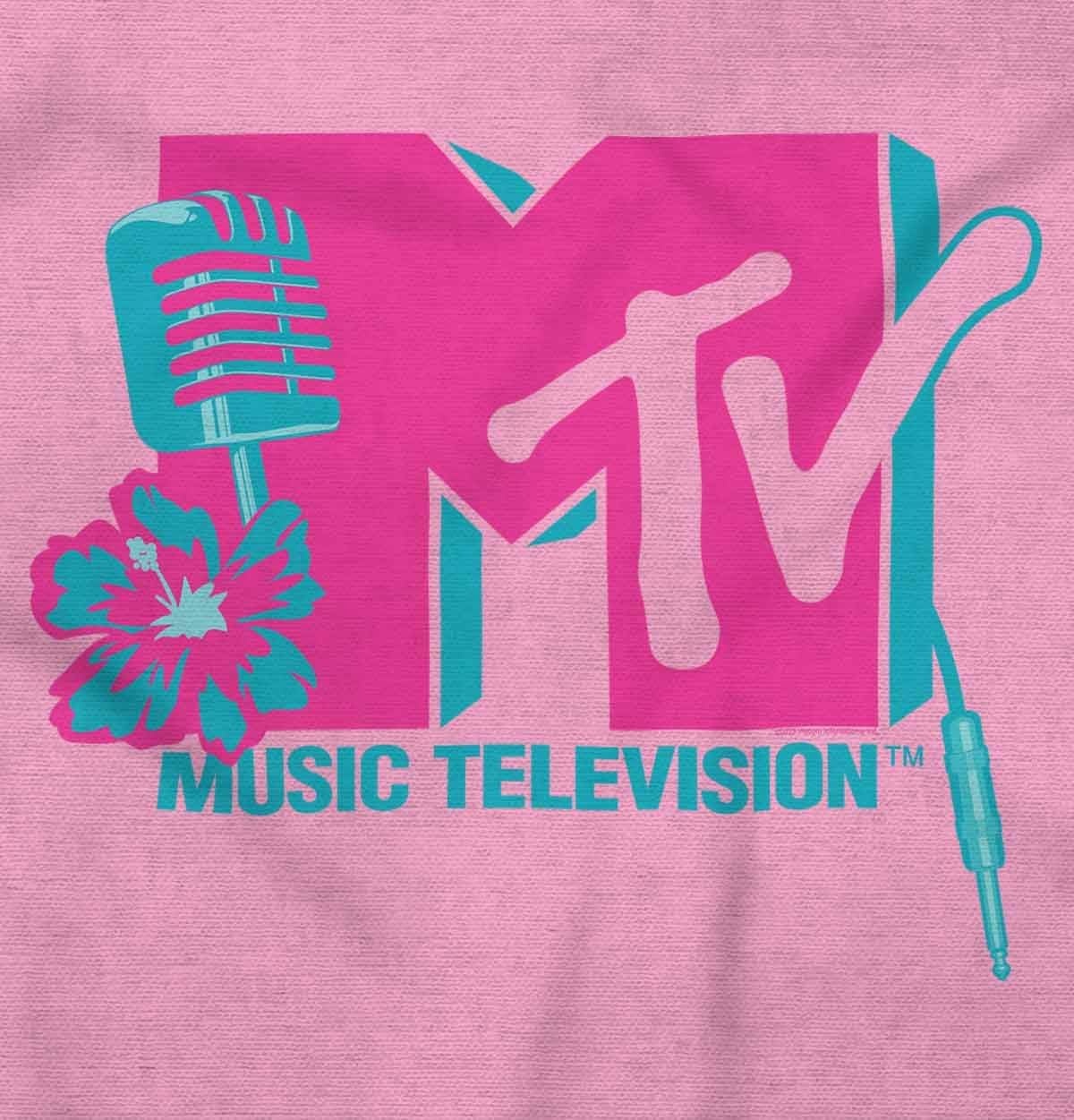 image:imageBrisco Brands Retro MTV Floral Microphone Logo Baby Romper Boys or GirlsPink