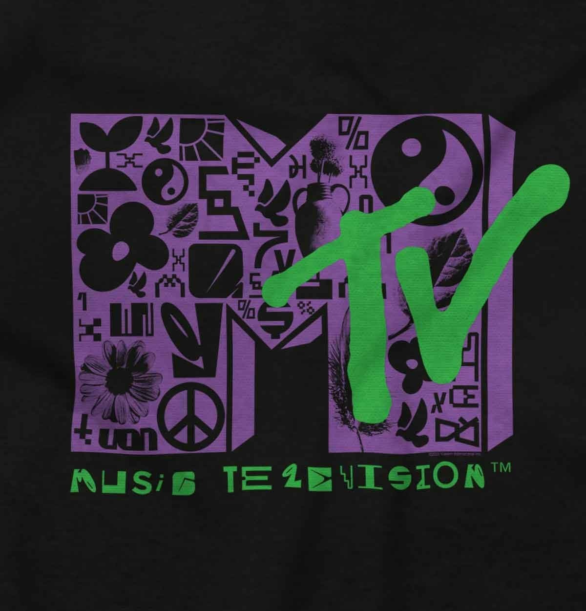 image:imageBrisco Brands Retro MTV Peace Zen Hippie Logo Baby Romper Boys or GirlsBlack