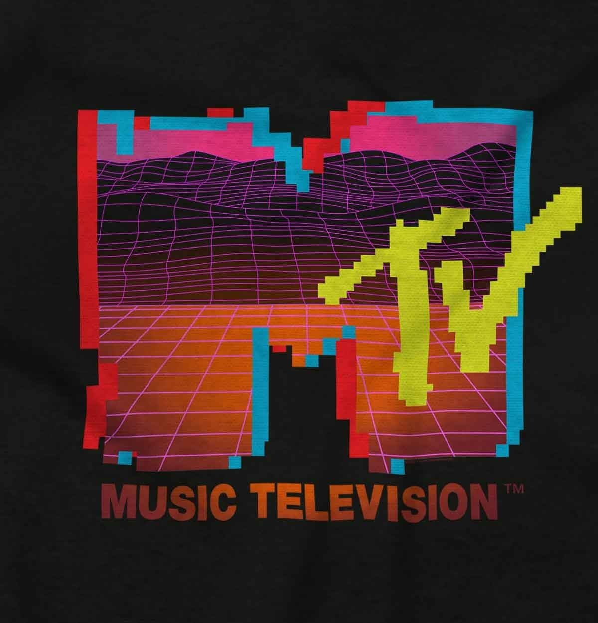 image:imageBrisco Brands Retro MTV Vaporwave Landscape Logo Baby Romper Boys or GirlsBlack