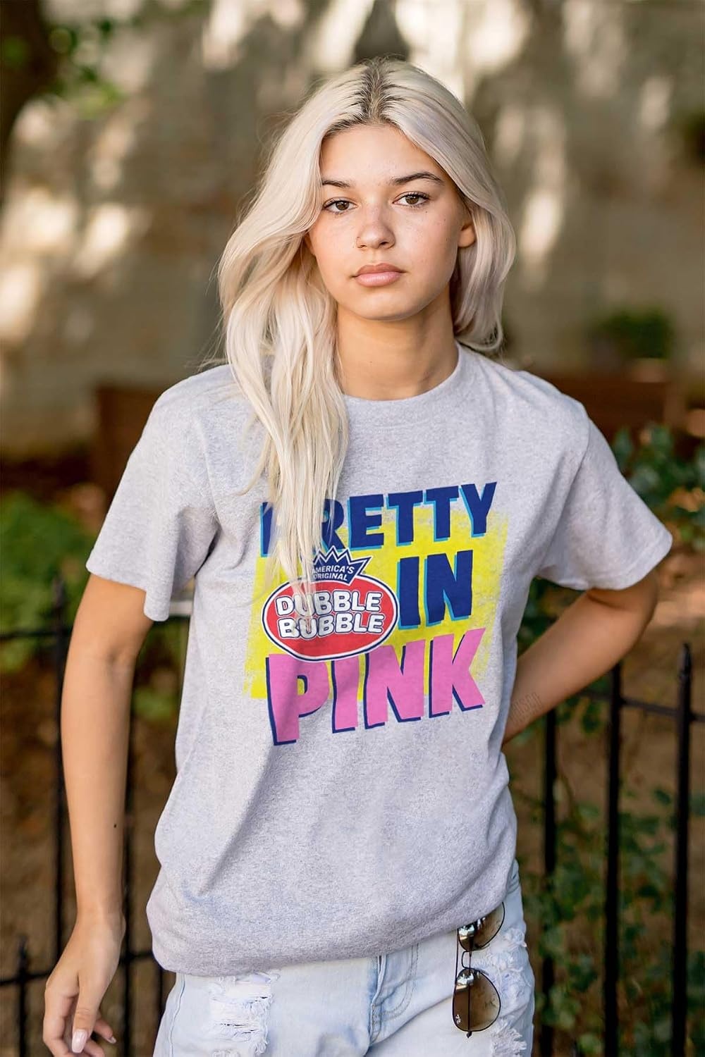 image:imagePretty in Pink Dubble Bubble Logo Womens Graphic T Shirt TeesSport Grey
