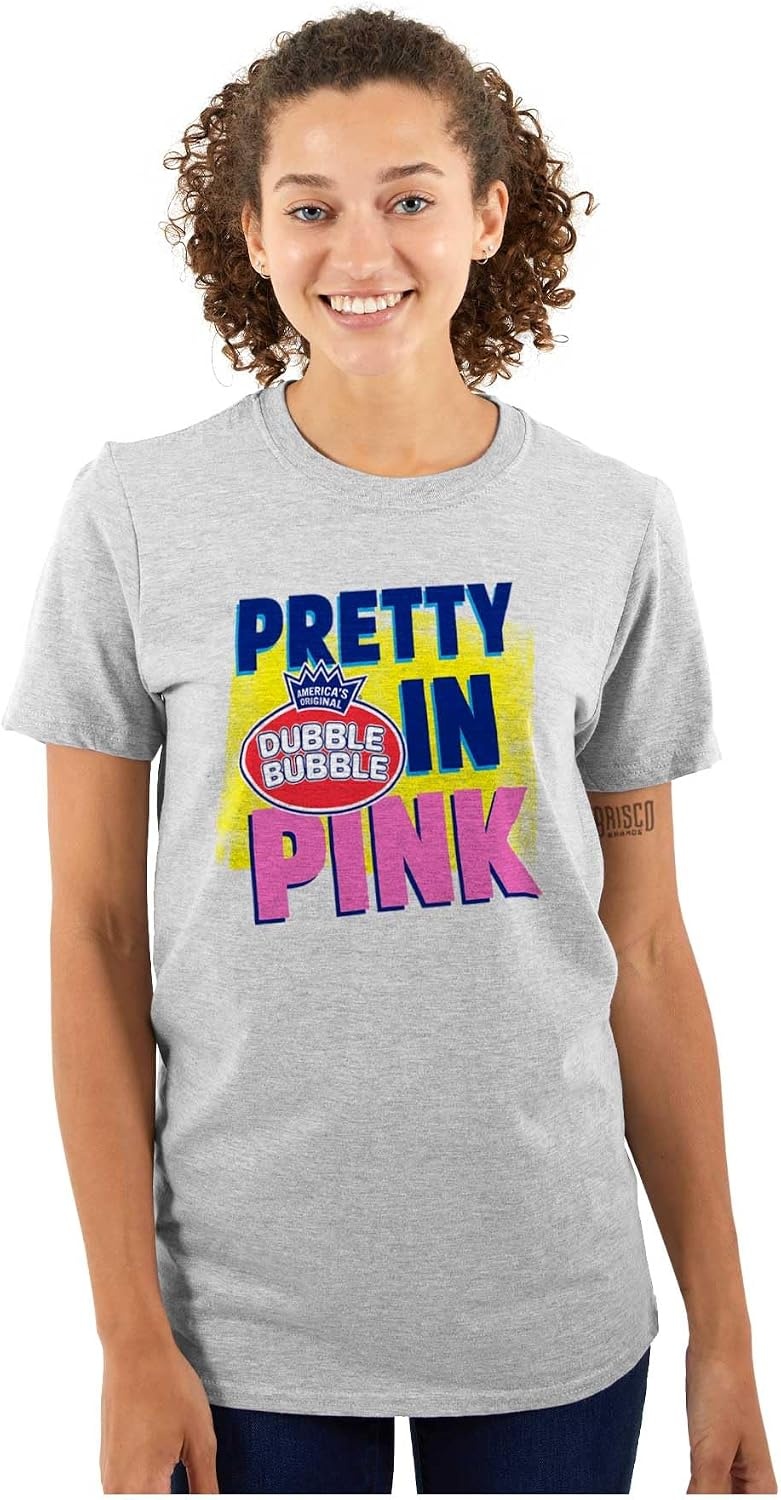 image:imagePretty in Pink Dubble Bubble Logo Womens Graphic T Shirt TeesSport Grey